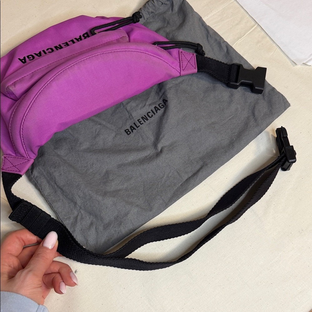 Balenciaga Vibrant Pink Nylon Crossbody Belt Bag - Picture 4 of 7